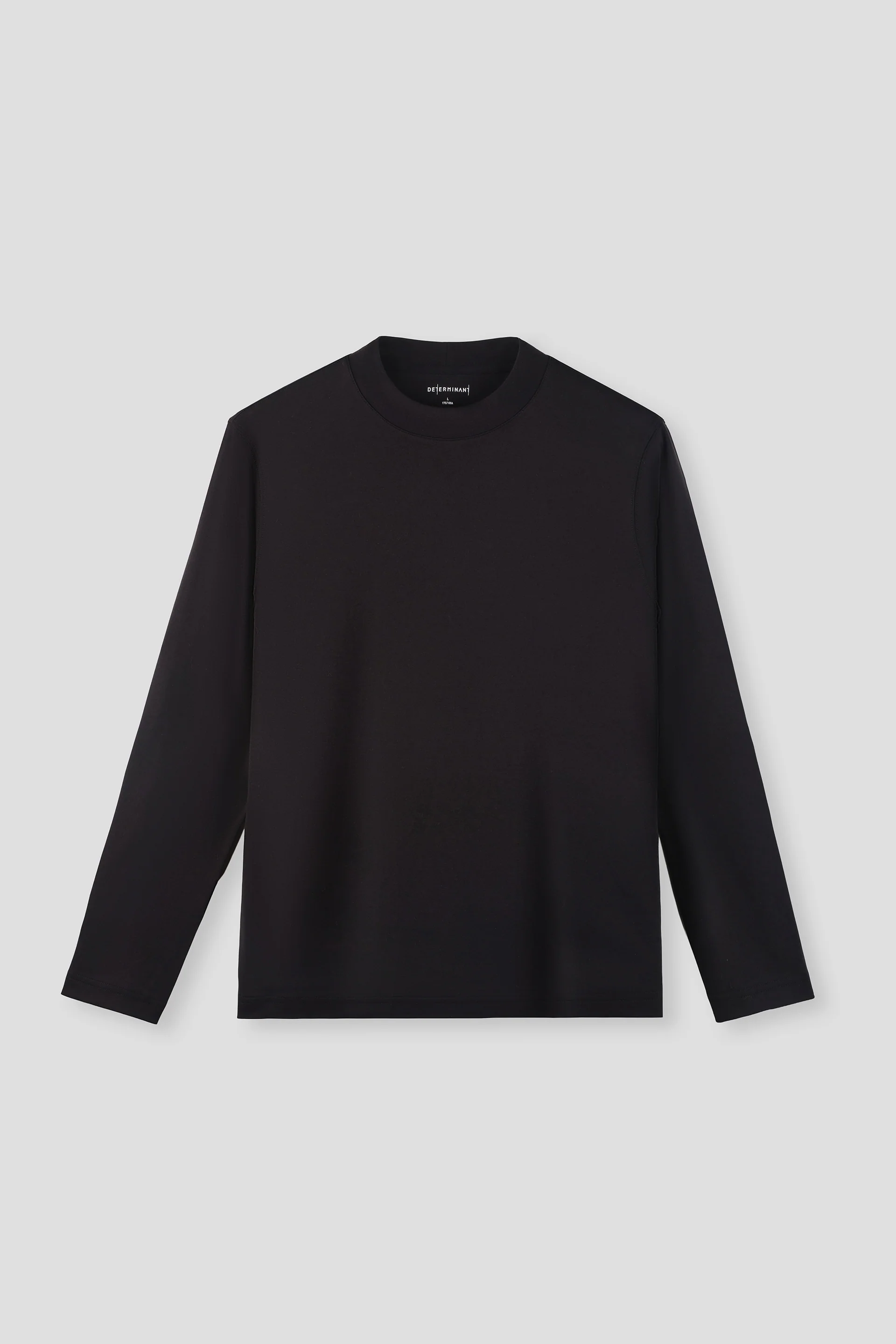 Merino-Blend Mock Neck Long Sleeve T-Shirt | Black BKFD01 - Image 2