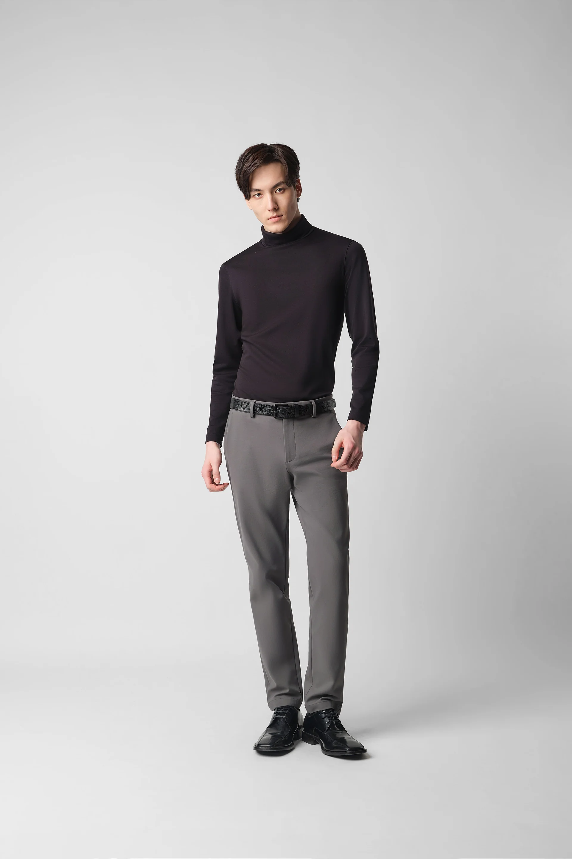 Merino-Blend Turtleneck Long Sleeve T-Shirt | Black BKFD01 - Image 5