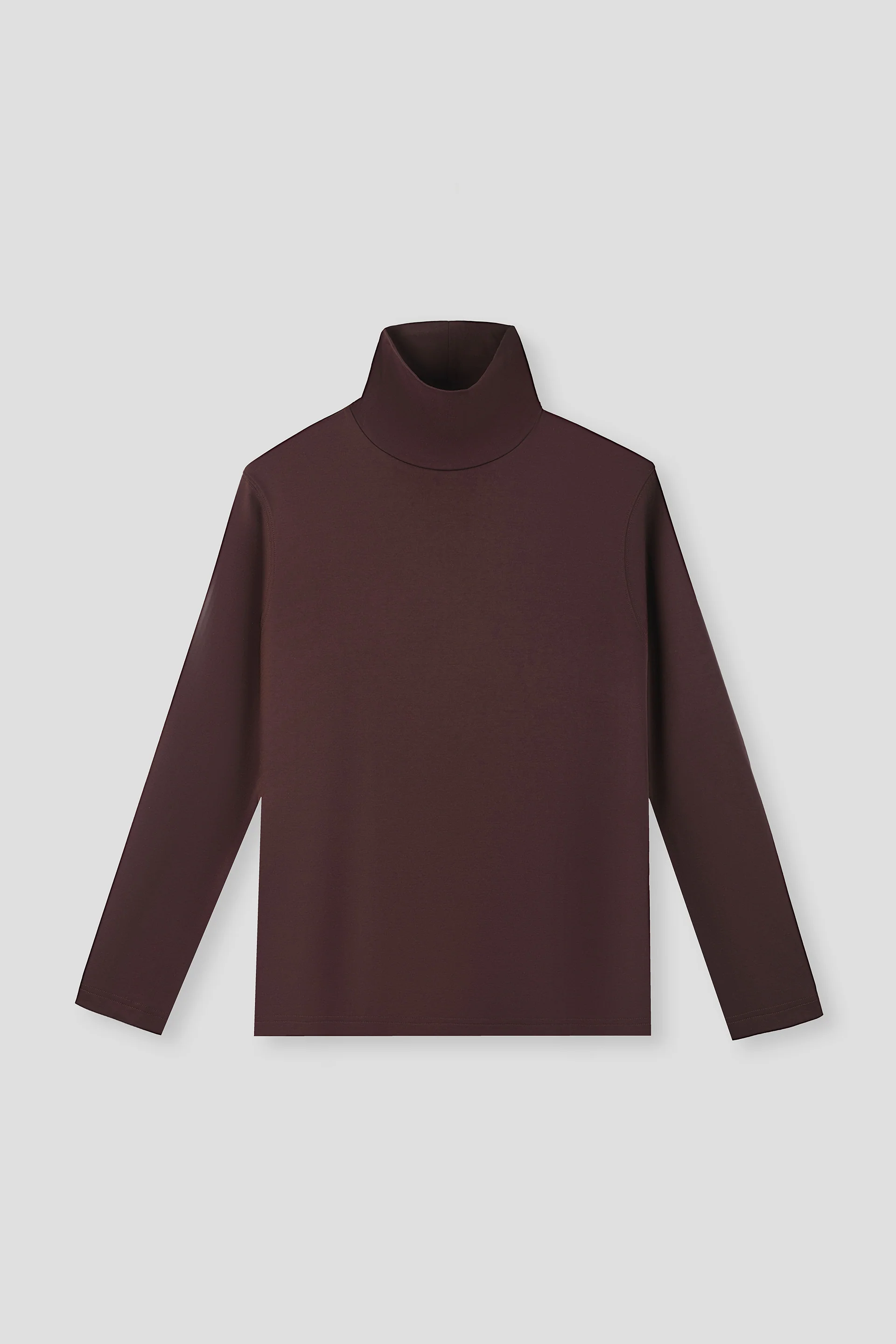 Merino-Blend Turtleneck Long Sleeve T-Shirt | Deep Brown PT1106 - Image 2