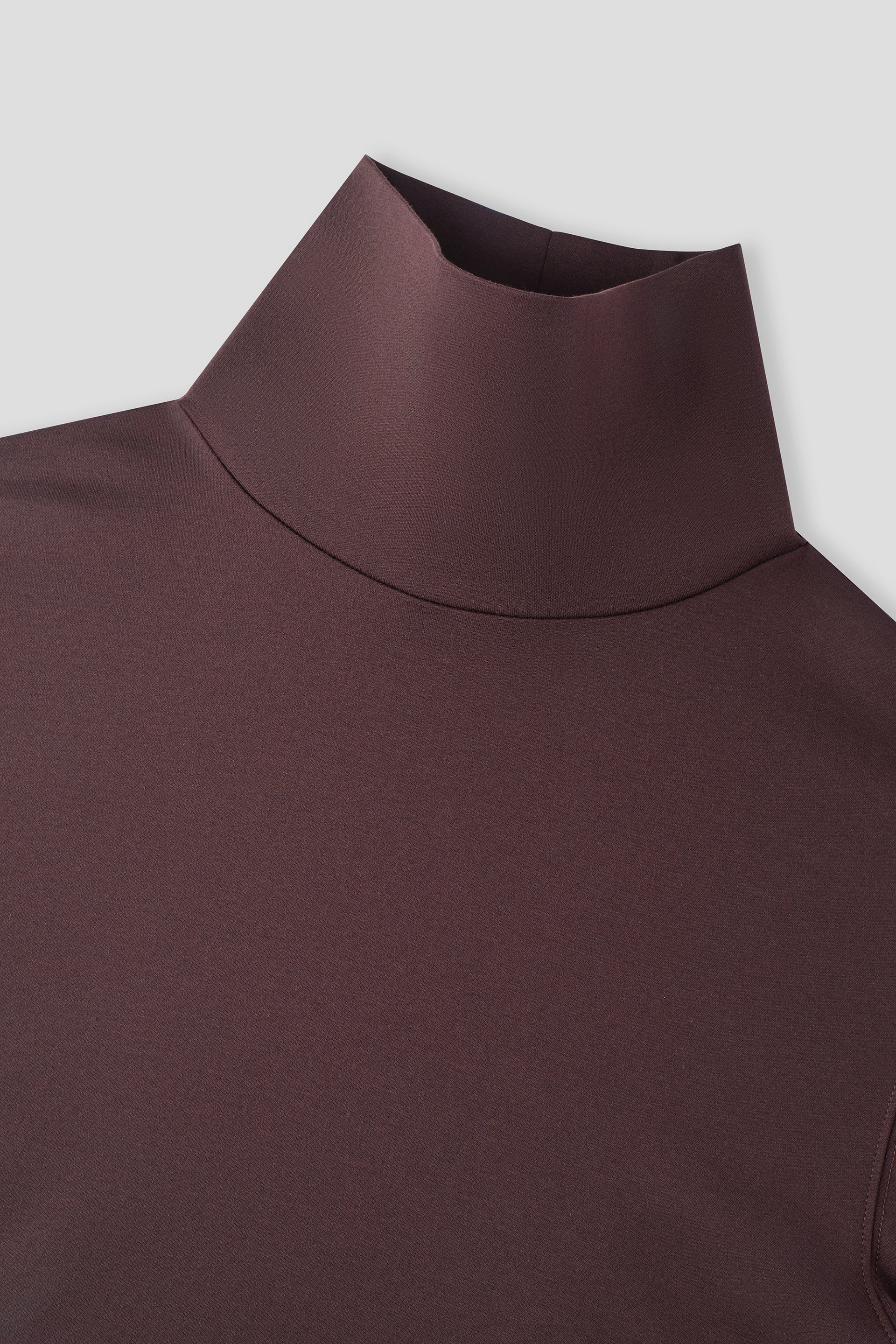 Merino-Blend Turtleneck Long Sleeve T-Shirt | Deep Brown PT1106 - Image 3