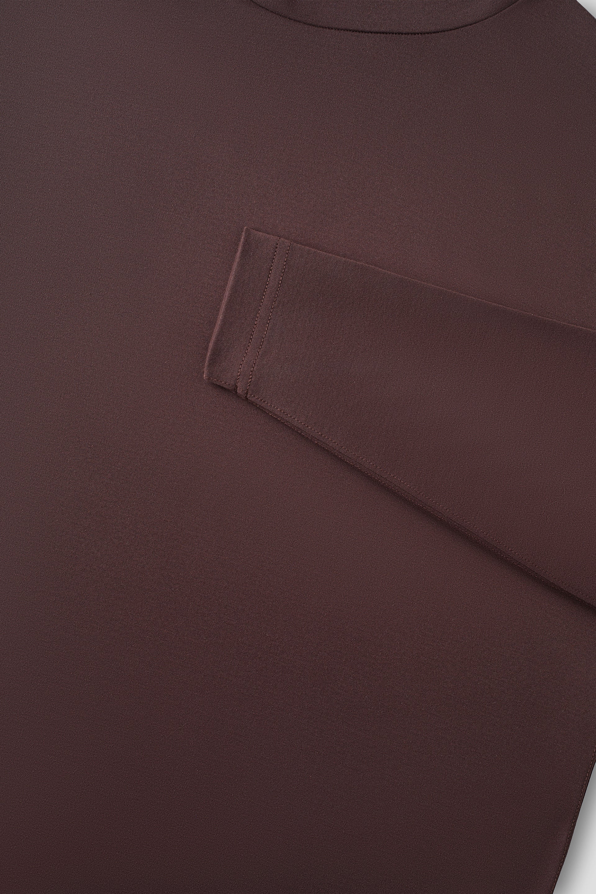 Merino-Blend Turtleneck Long Sleeve T-Shirt | Deep Brown PT1106 - Image 4