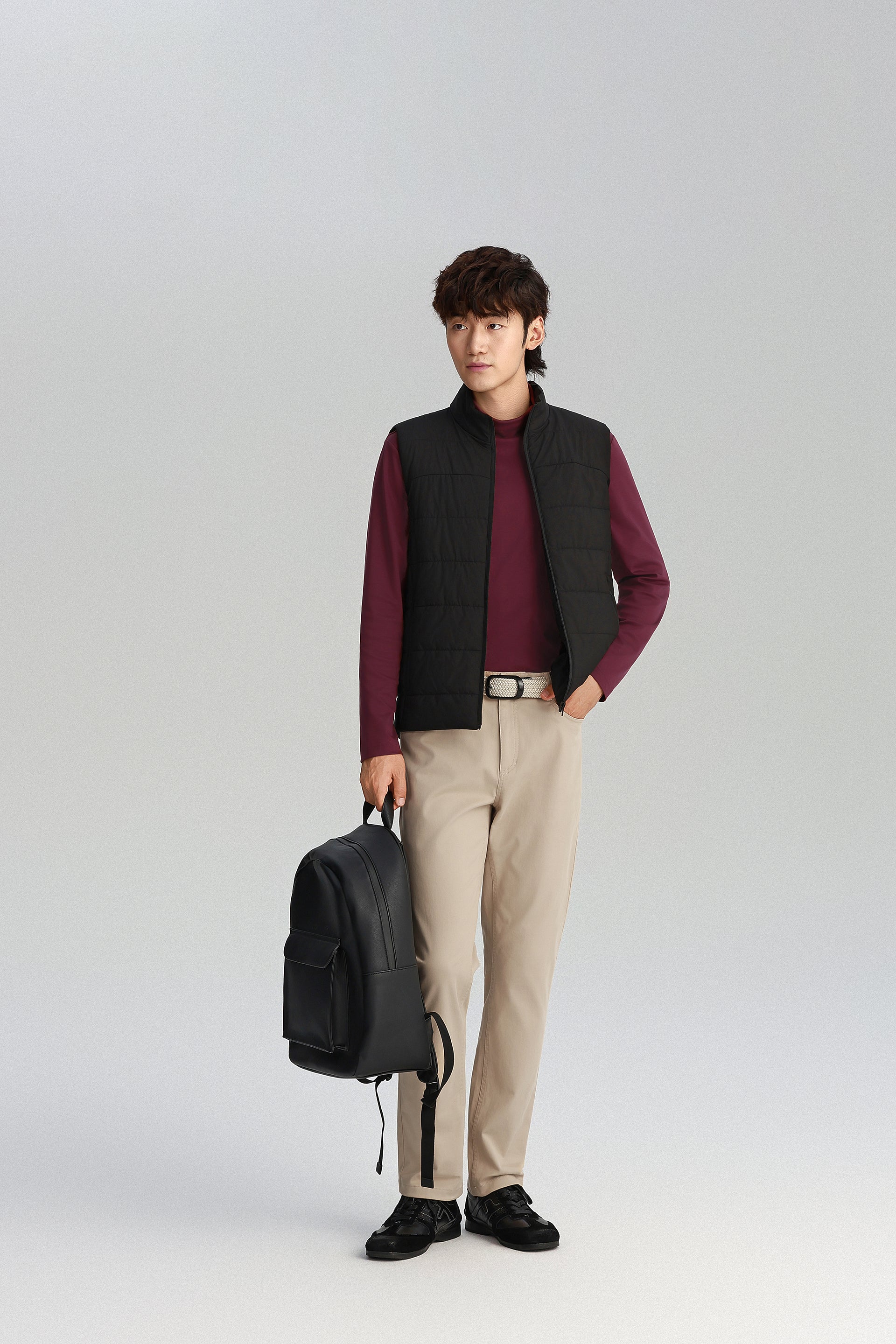 Merino-Blend Turtleneck Long Sleeve T-Shirt | Plum Burgundy PT1627 - Image 6