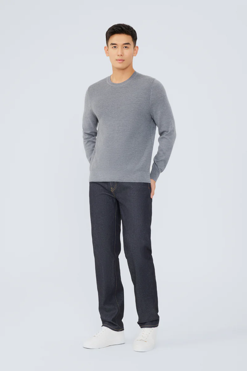 Merino Wool Crew Neck Sweater | Grey HRGY86 - Image 3