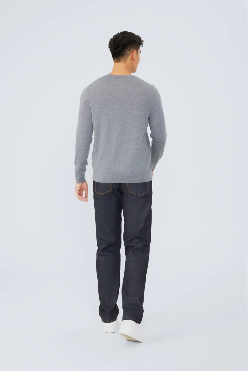Merino Wool Crew Neck Sweater | Grey HRGY86 - Image 4