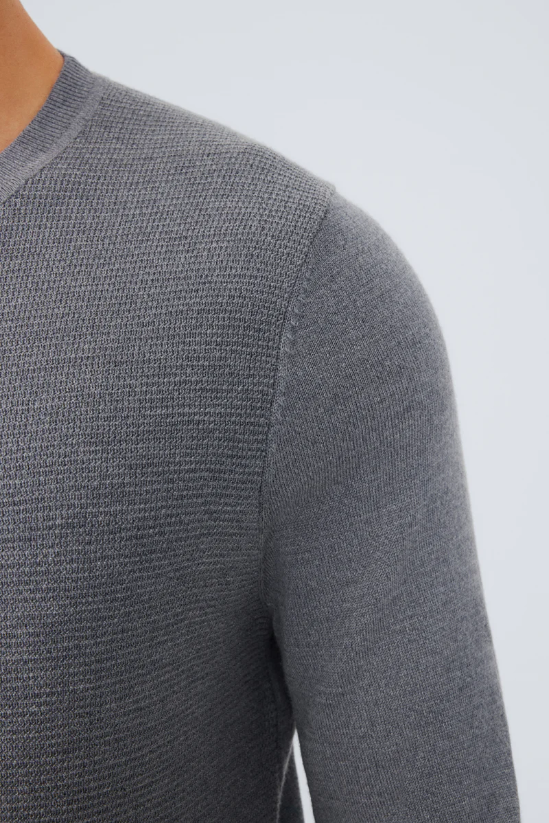Merino Wool Crew Neck Sweater | Grey HRGY86 - Image 5