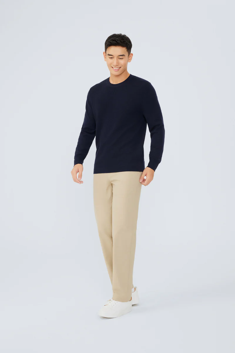 Merino Wool Crew Neck Sweater | Navy NNY030 - Image 3