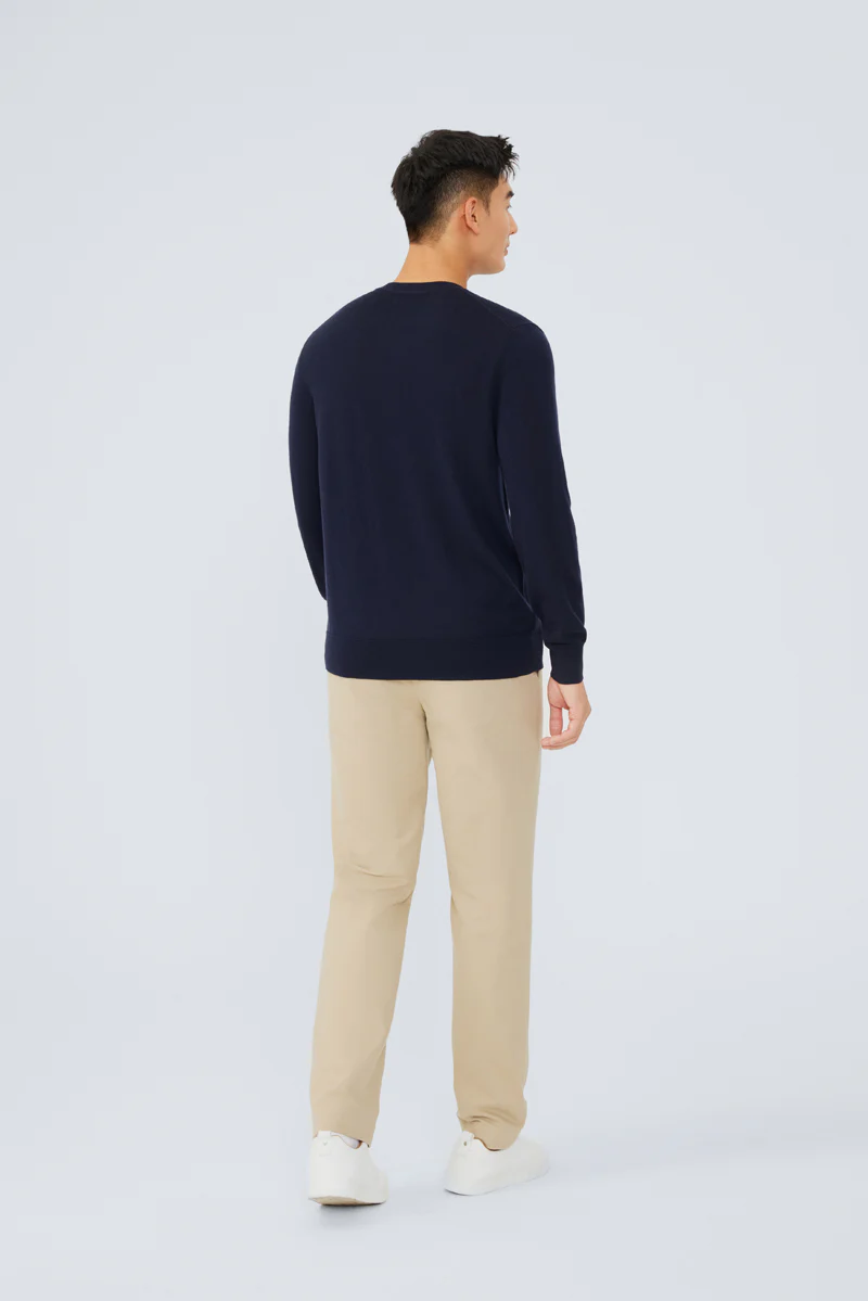 Merino Wool Crew Neck Sweater | Navy NNY030 - Image 4