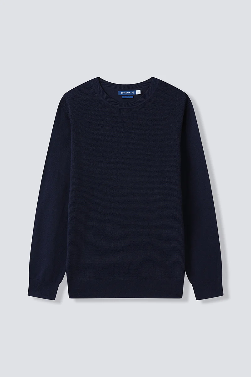 Merino Wool Crew Neck Sweater | Navy NNY030 - Image 9