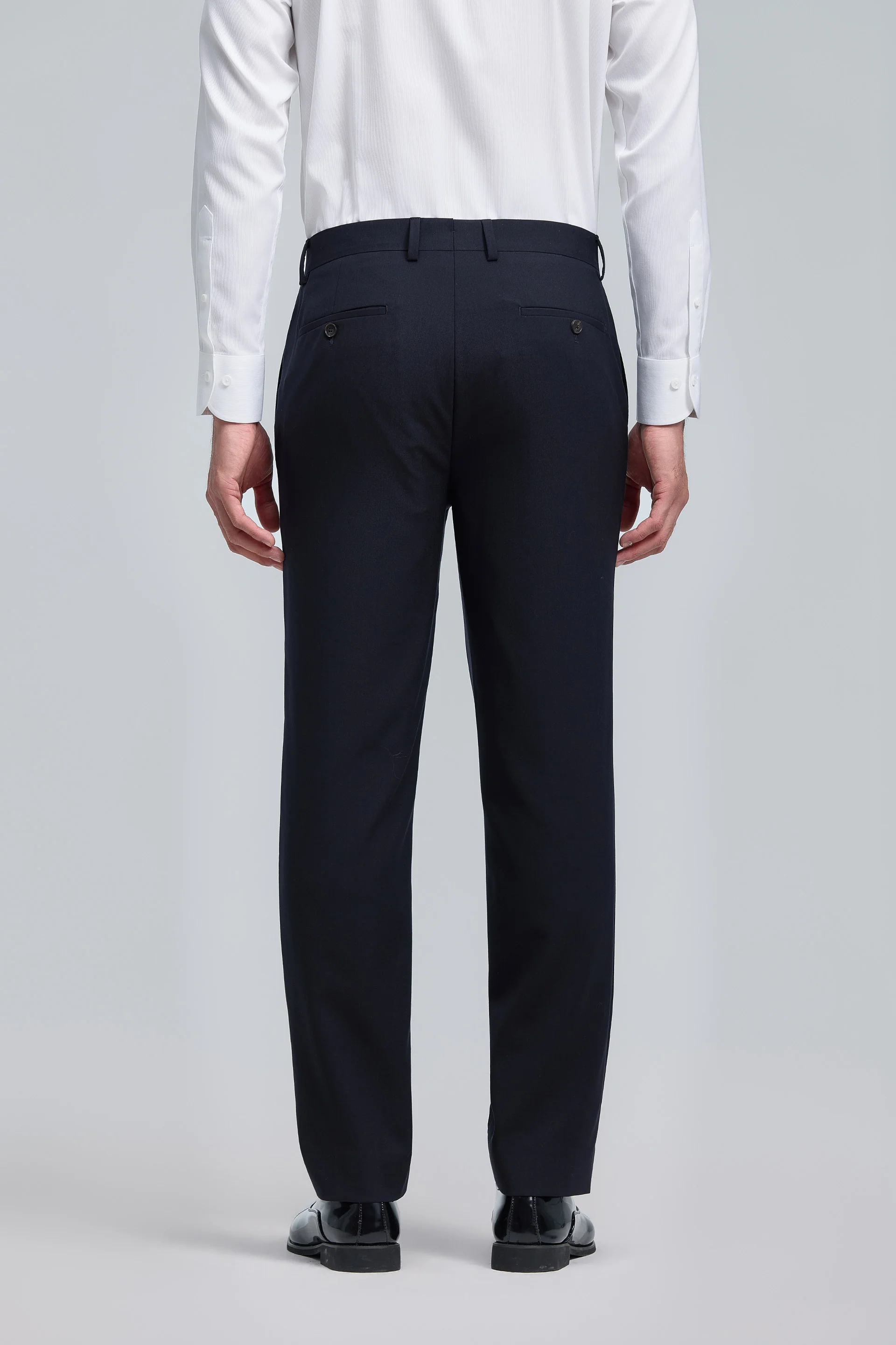 Merino Wool Regular Fit Tailored Pants | Navy NY0000 - Image 3