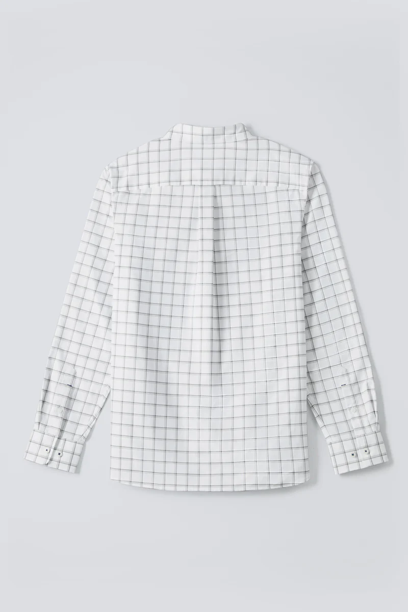 Oxford Button-Down Casual Shirt | Grey Check 9791NZ - Image 10