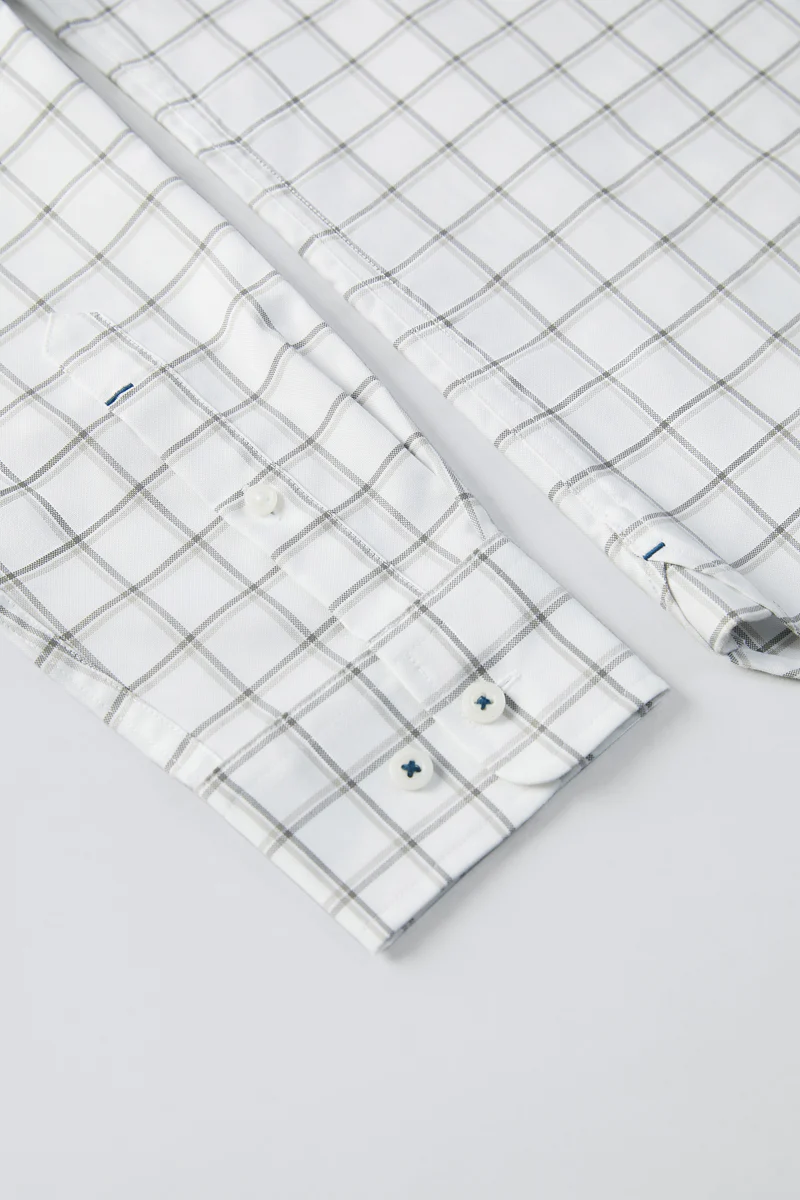 Oxford Button-Down Casual Shirt | Grey Check 9791NZ - Image 12