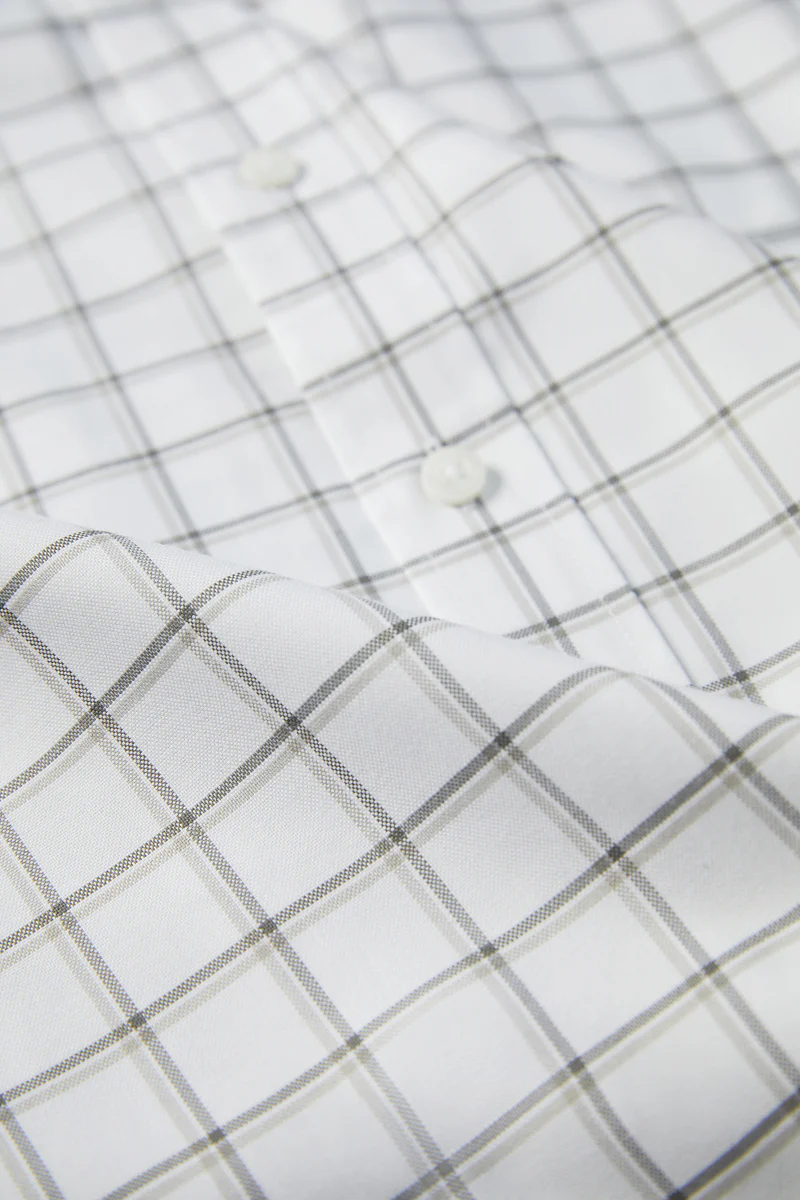 Oxford Button-Down Casual Shirt | Grey Check 9791NZ - Image 14