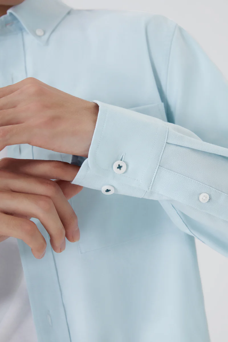 Oxford Button-Down Casual Shirt | Light Blue 9020NZ - Image 4