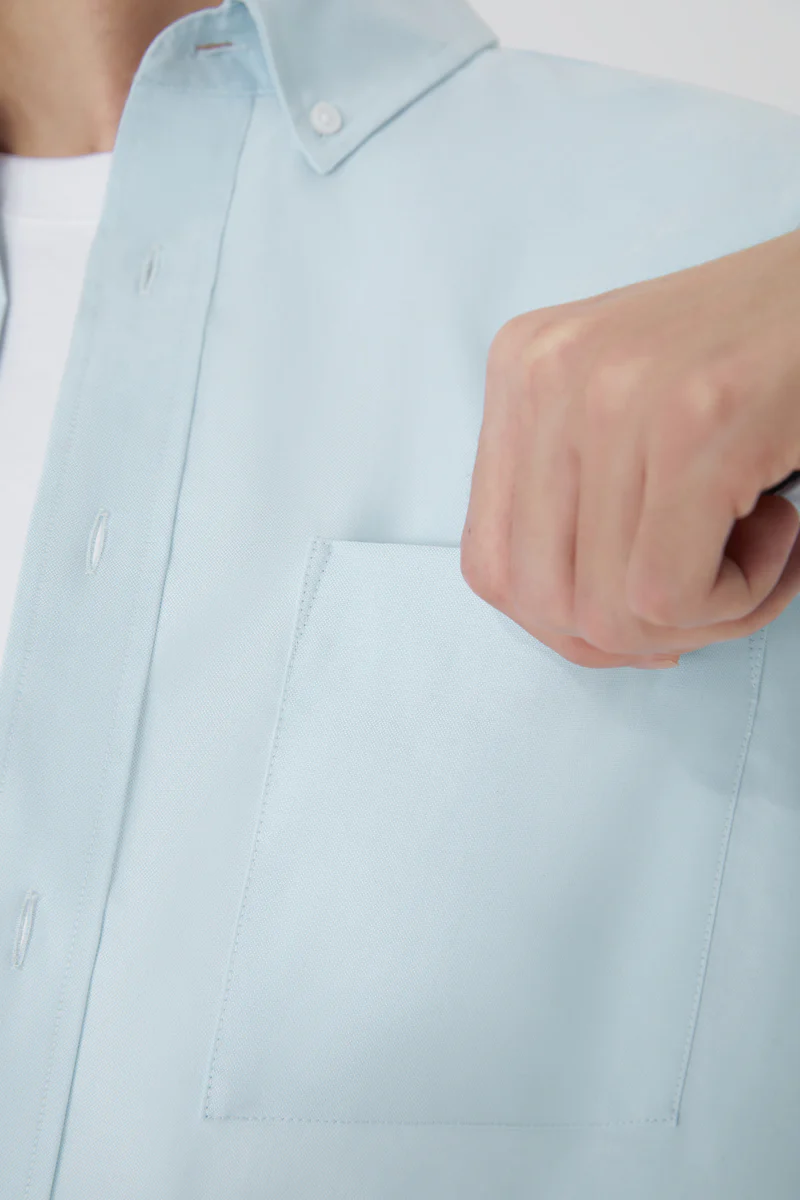 Oxford Button-Down Casual Shirt | Light Blue 9020NZ - Image 5