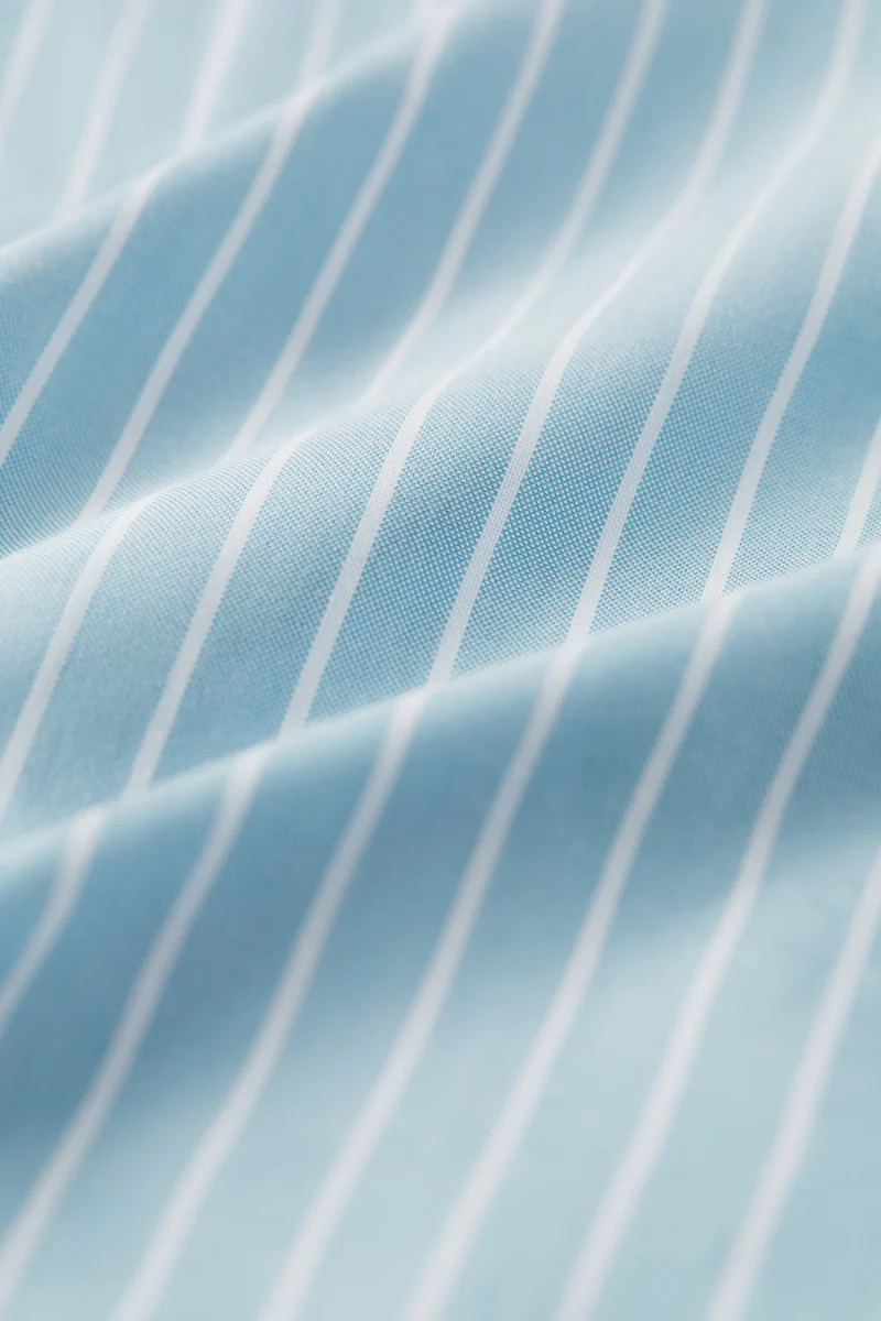 Oxford Button-Down Casual Shirt | Light Blue Stripes 7968NZ - Image 12
