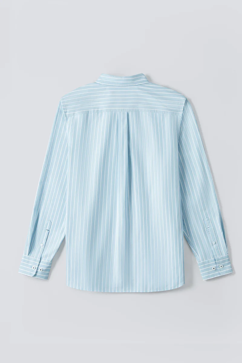 Oxford Button-Down Casual Shirt | Light Blue Stripes 7968NZ - Image 14