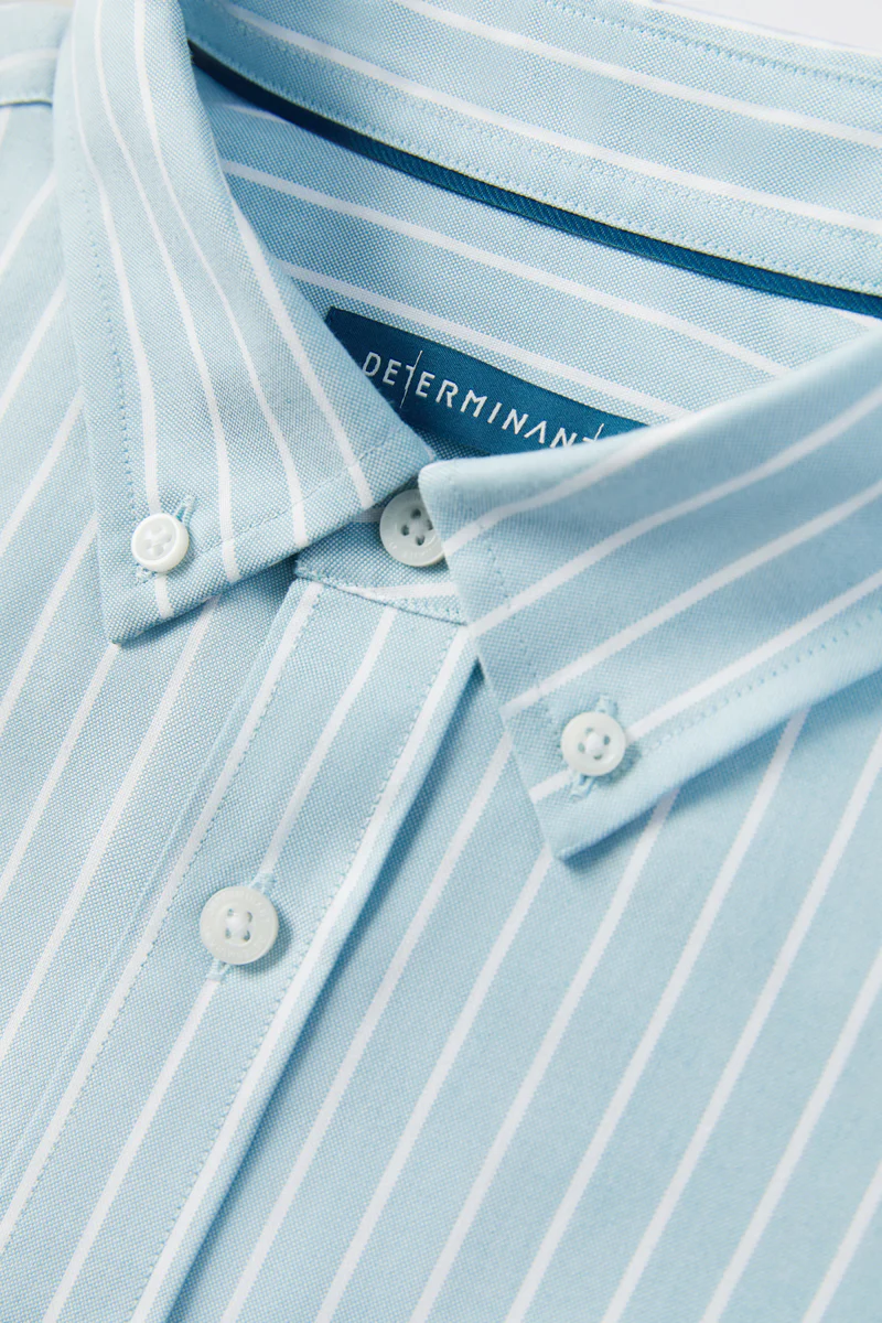 Oxford Button-Down Casual Shirt | Light Blue Stripes 7968NZ - Image 7