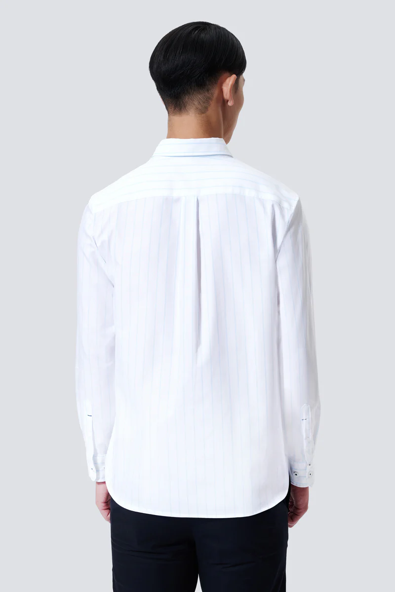 Oxford Button-Down Casual Shirt | Light Blue Stripes 817NZZ - Image 5