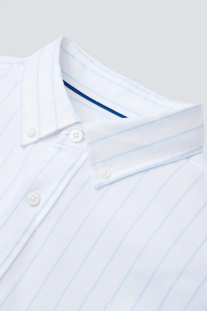 Oxford Button-Down Casual Shirt | Light Blue Stripes 817NZZ - Image 6