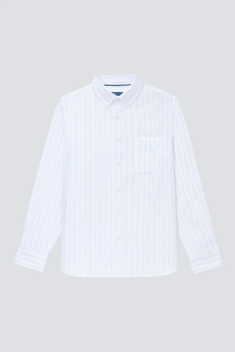 Oxford Button-Down Casual Shirt | Light Blue Stripes 817NZZ - Image 7