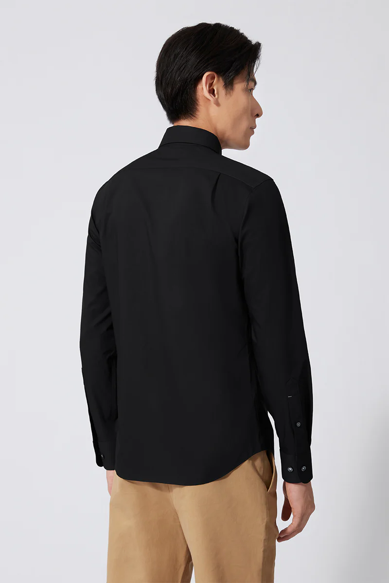 Poplin Button-Down Smart Shirt | Black BKFD01 - Image 4
