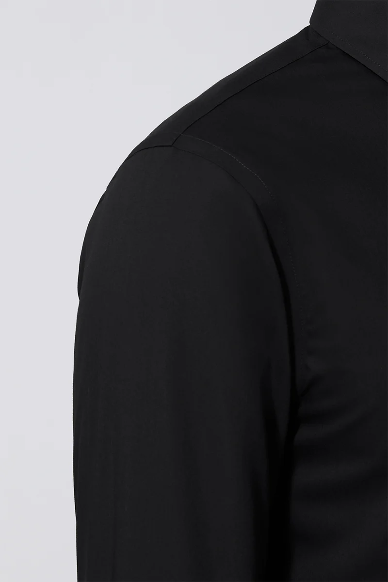 Poplin Button-Down Smart Shirt | Black BKFD01 - Image 5
