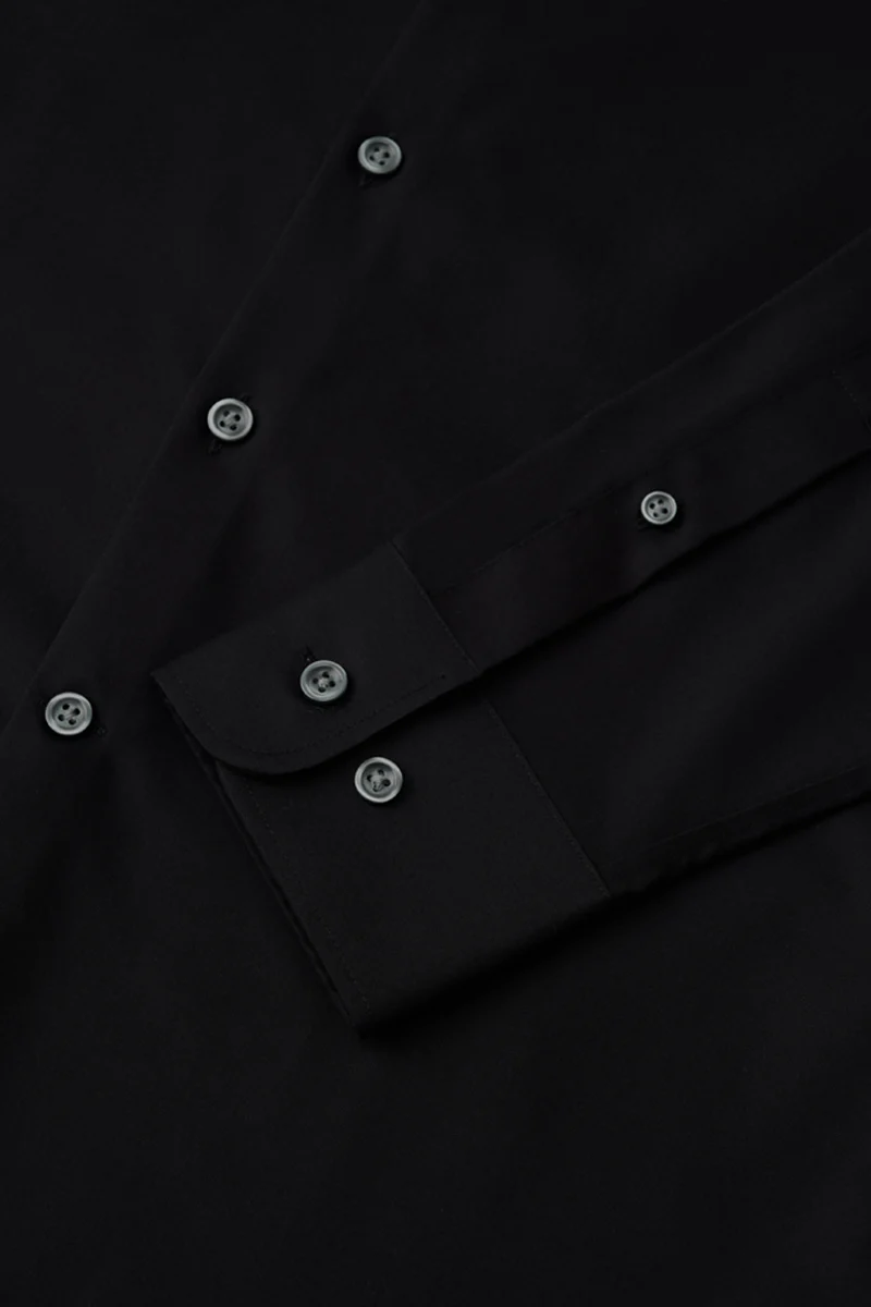 Poplin Button-Down Smart Shirt | Black BKFD01 - Image 7
