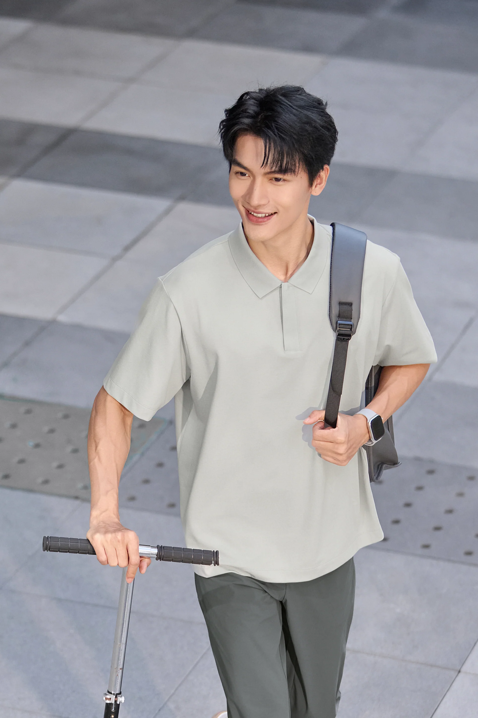 PrismCool Zip-Up Polo | Grey GYE128 - Image 3