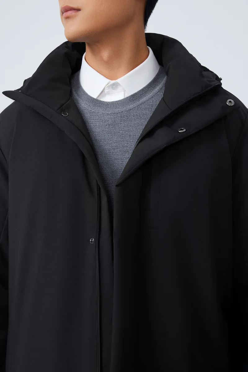 Quilted Down Coat | Black BKFD01 - Image 2