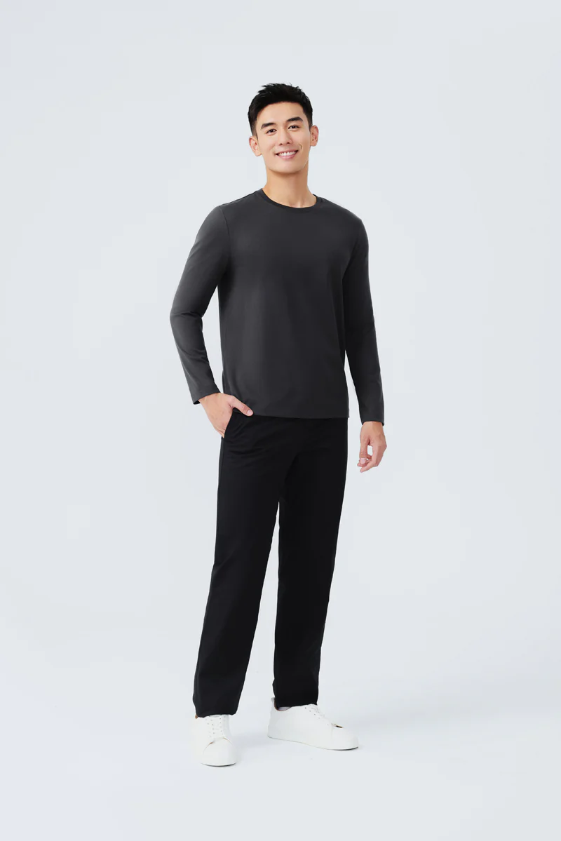 Regal Crew Neck Long Sleeve T-Shirt | Dark Grey GYE161 - Image 3