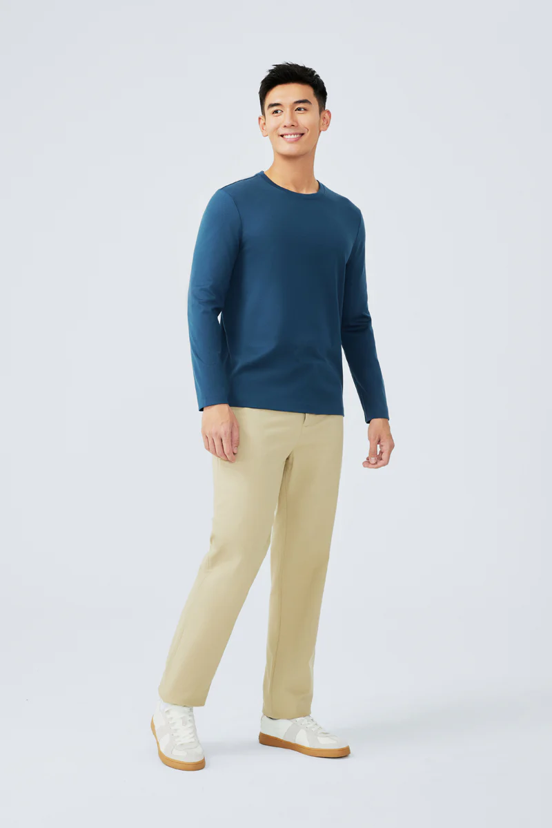 Regal Crew Neck Long Sleeve T-Shirt | Teal PT4126 - Image 3