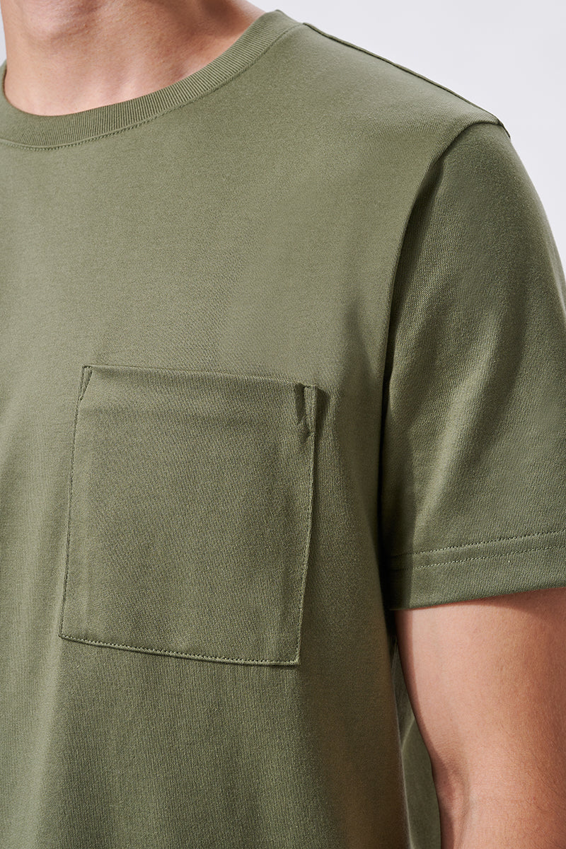 Regal Crew Neck Pocket T-Shirt | Olive GNE474 - Image 5