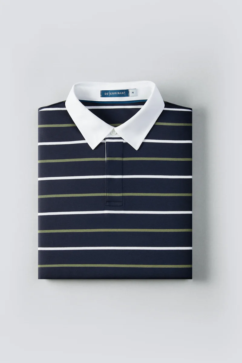 Regal Interlock Long Sleeve Rugby Shirt | Navy Multi-Stripes P05Z02 - Image 6