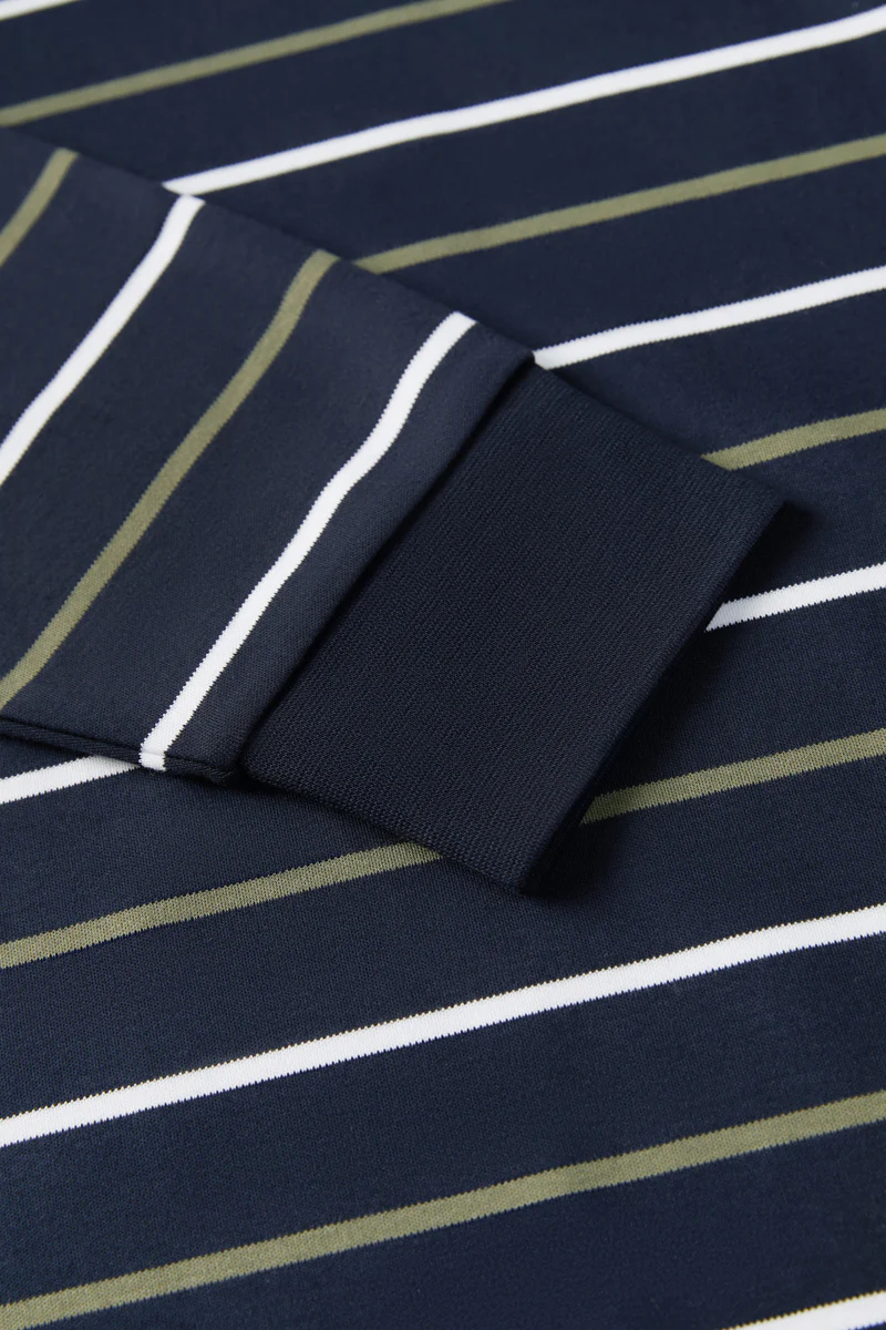 Regal Interlock Long Sleeve Rugby Shirt | Navy Multi-Stripes P05Z02 - Image 9