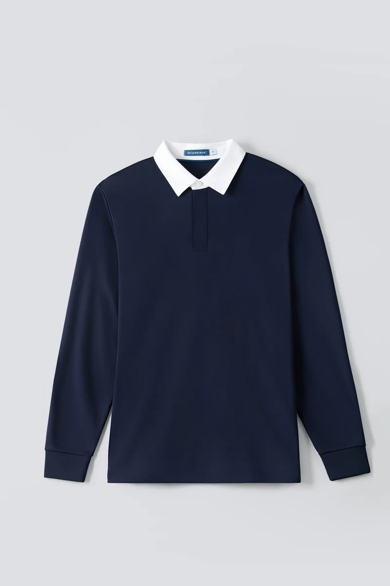 Regal Interlock Long Sleeve Rugby Shirt | Navy NNY096 - Image 12