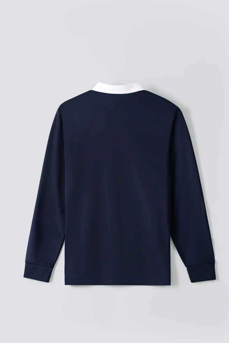 Regal Interlock Long Sleeve Rugby Shirt | Navy NNY096 - Image 13