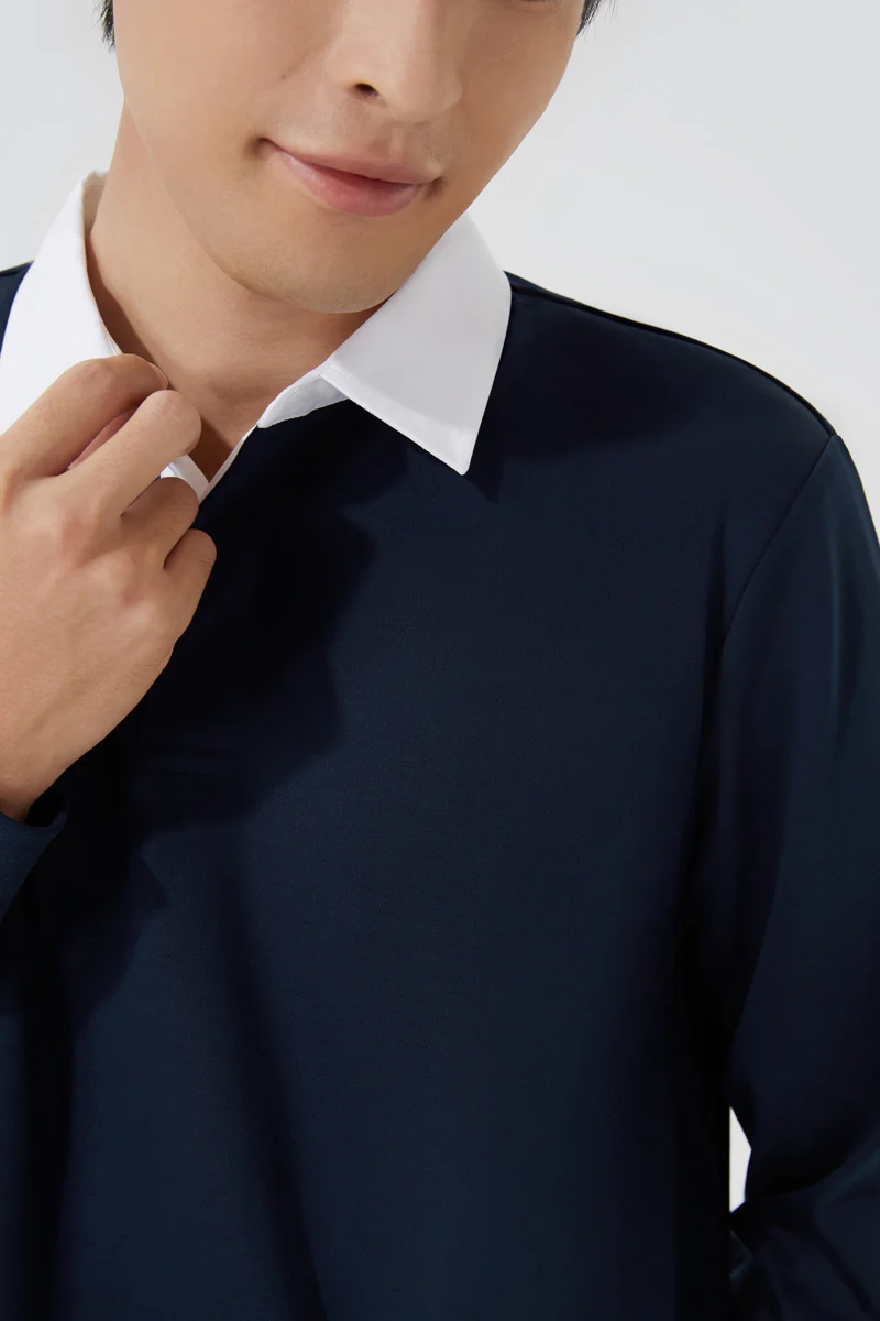 Regal Interlock Long Sleeve Rugby Shirt | Navy NNY096 - Image 2