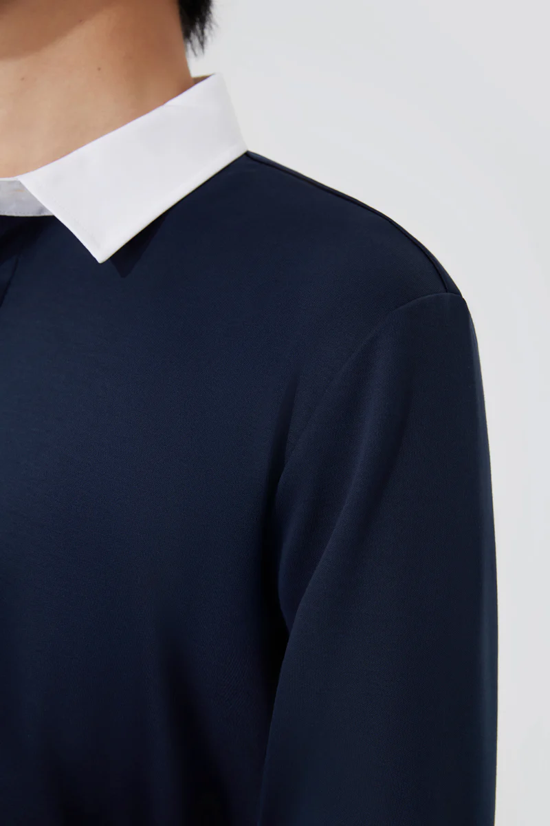 Regal Interlock Long Sleeve Rugby Shirt | Navy NNY096 - Image 5