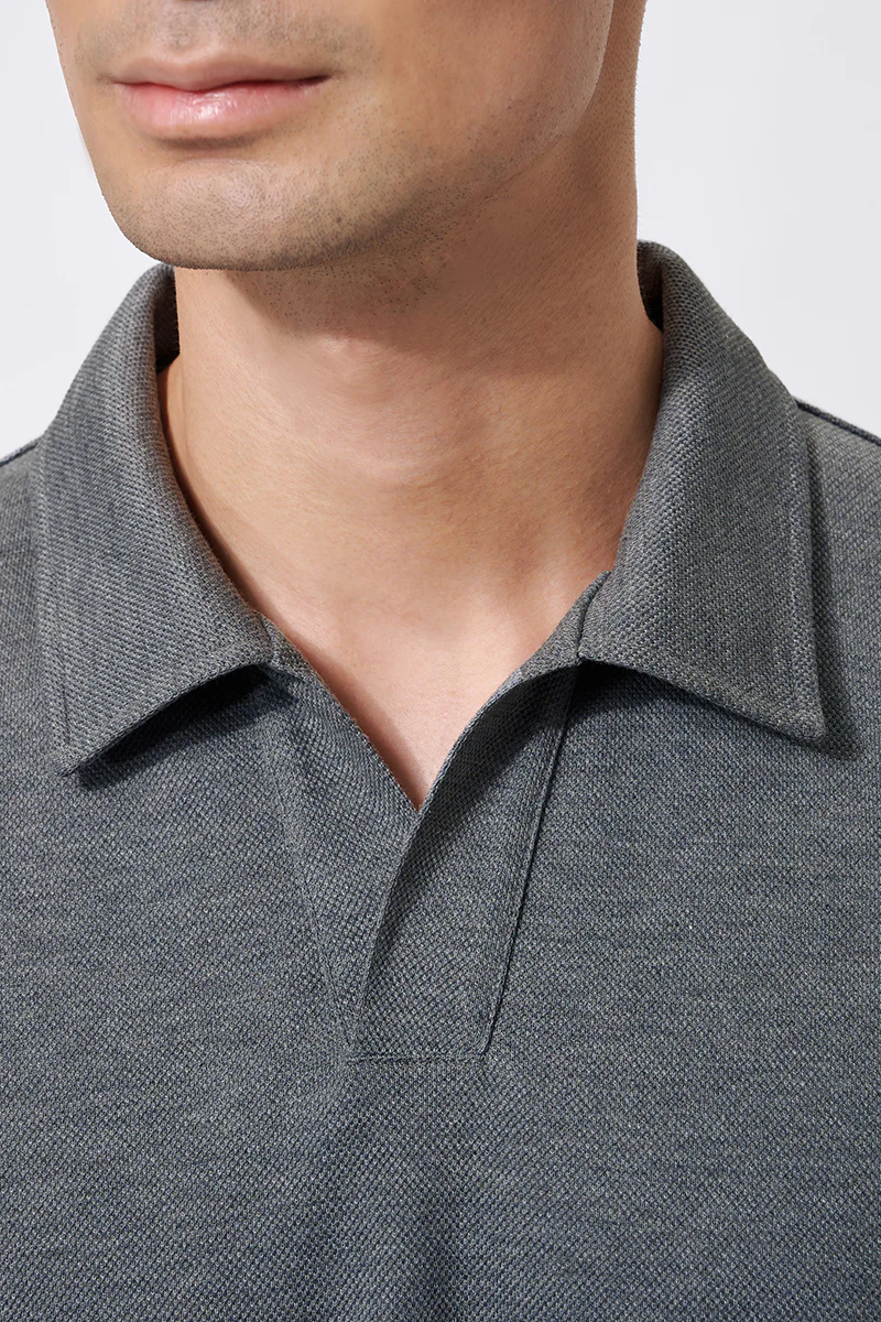 Regal Pique Buttonless Polo | Dark Grey EBCG30 - Image 2