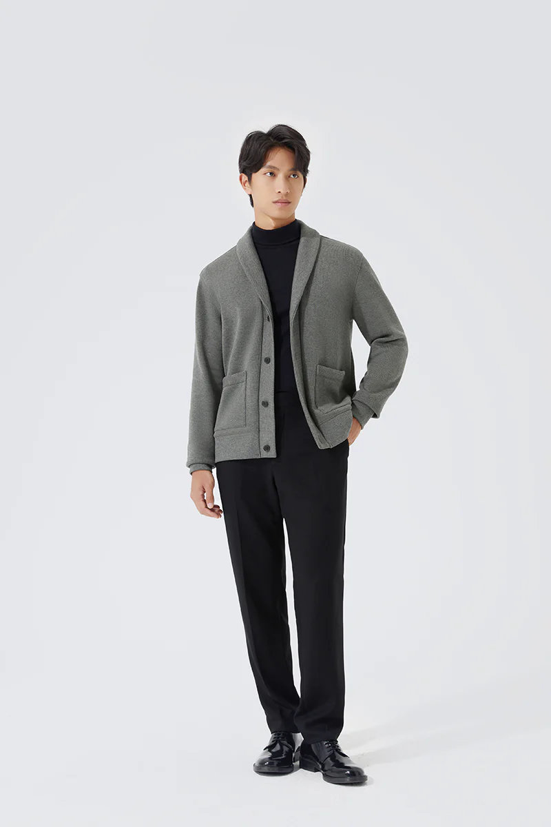 Regal Shawl Collar Cardigan | Dark Grey BC5060 - Image 3