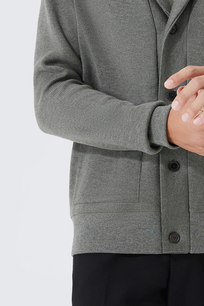 Regal Shawl Collar Cardigan | Dark Grey BC5060 - Image 5