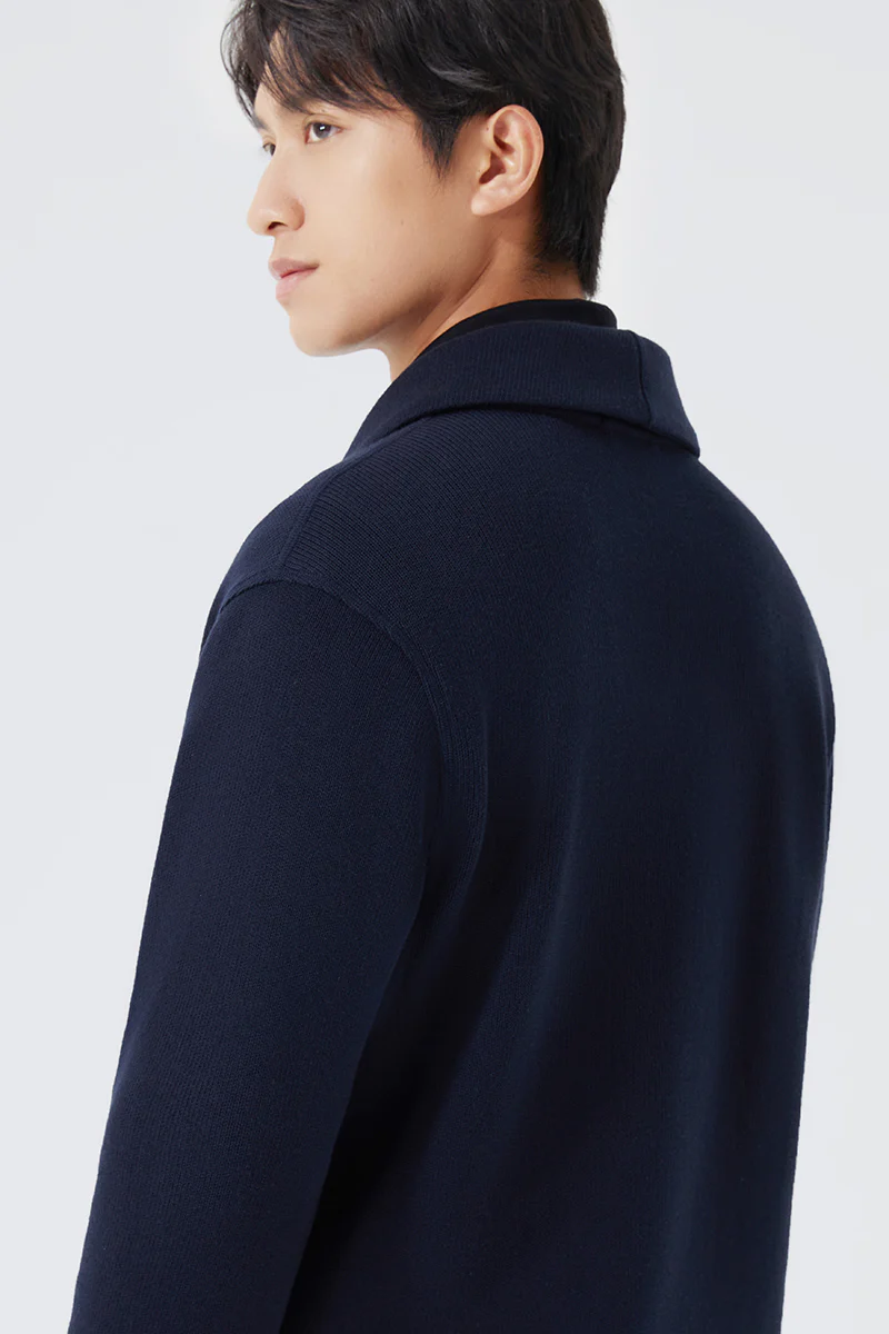 Regal Shawl Collar Cardigan | Navy NNY096 - Image 3