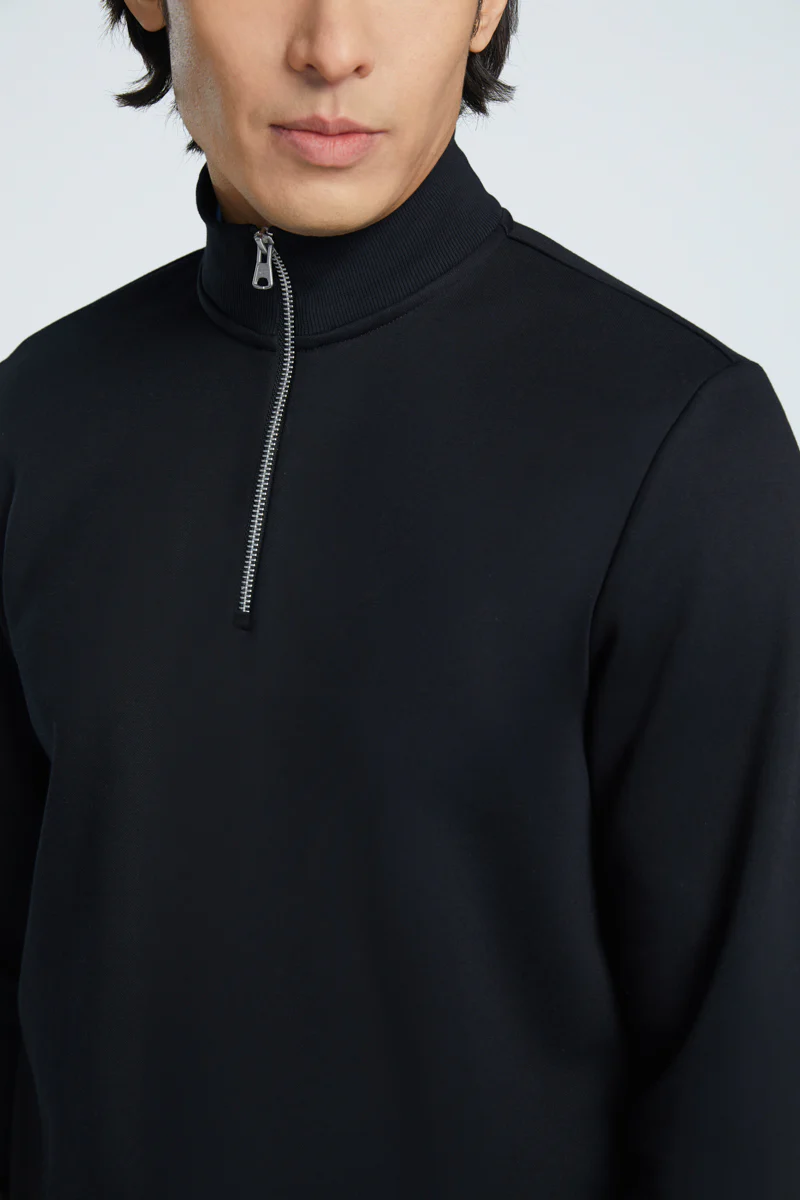 Regal Slim Fleece Half Zip Sweatshirt | Black BKFD01 - Image 2