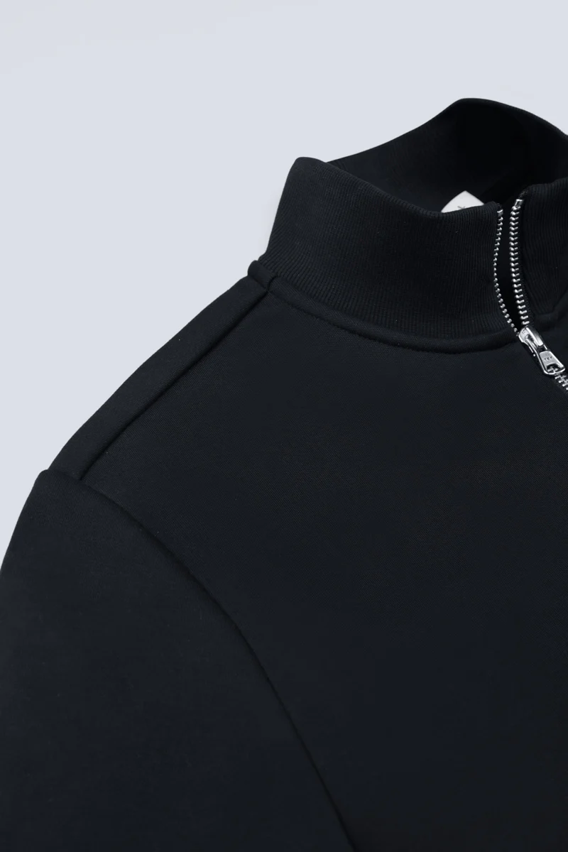 Regal Slim Fleece Half Zip Sweatshirt | Black BKFD01 - Image 7