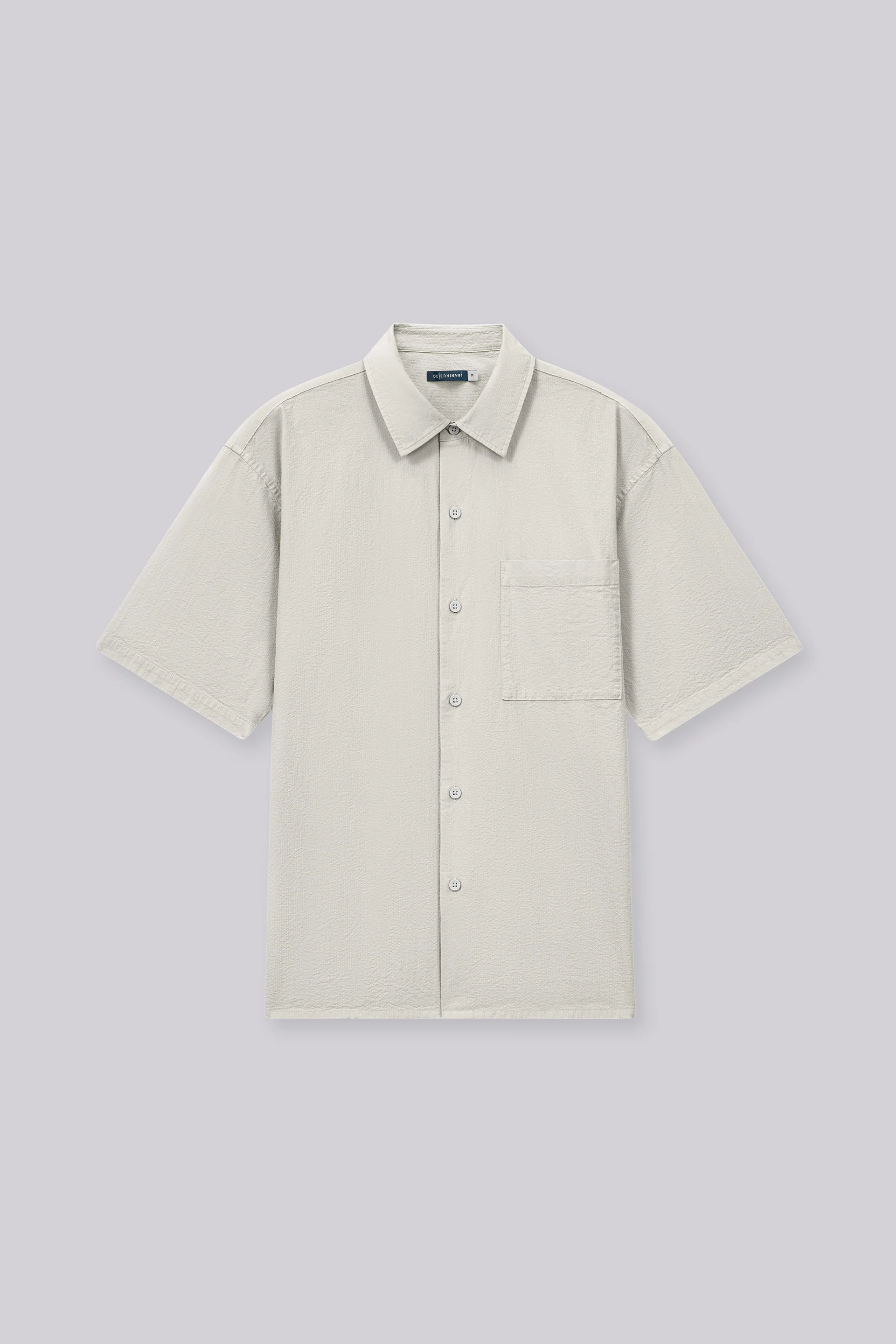 Seersucker Short Sleeve Casual Shirt | Light Taupe 25648N - Image 3