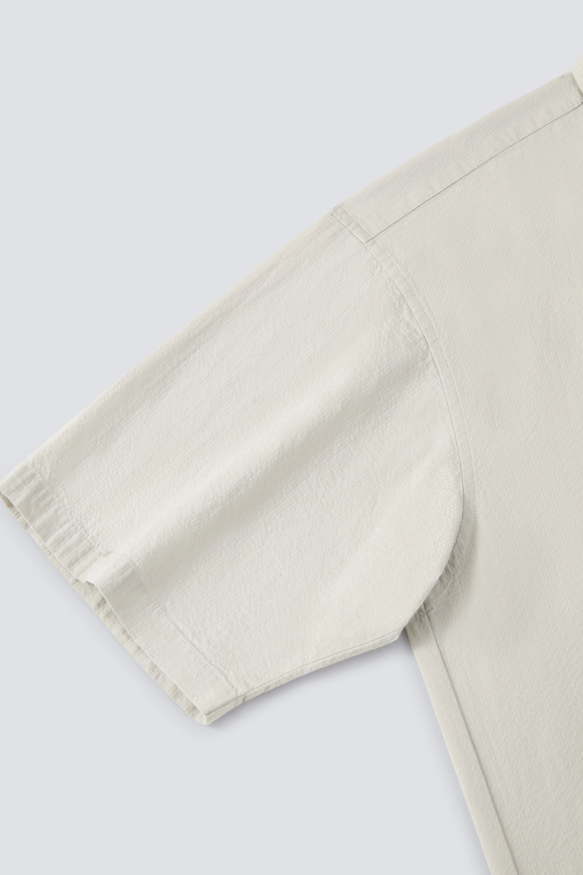 Seersucker Short Sleeve Casual Shirt | Light Taupe 25648N - Image 5