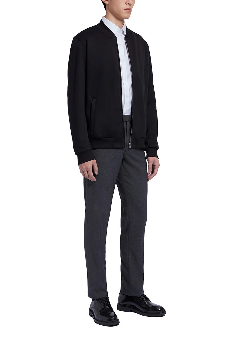 Slim Fleece Bomber Jacket | Black BKFD01 - Image 2