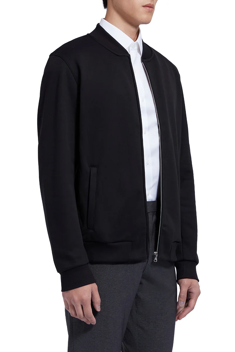 Slim Fleece Bomber Jacket | Black BKFD01 - Image 3