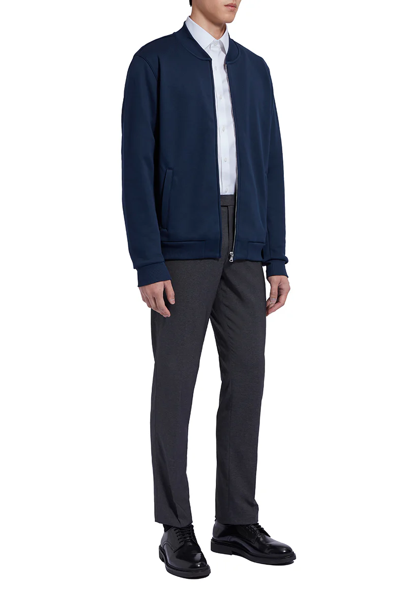 Slim Fleece Bomber Jacket | Navy 14036N - Image 2