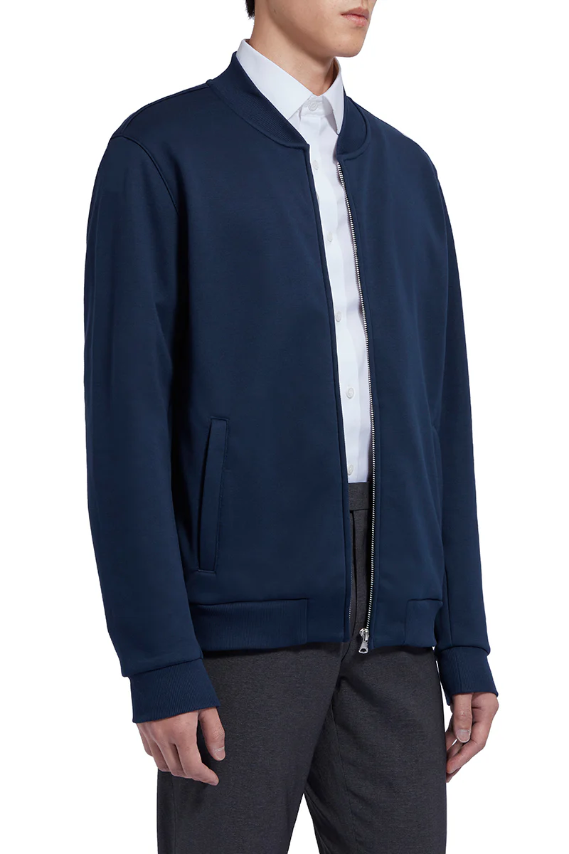 Slim Fleece Bomber Jacket | Navy 14036N - Image 3